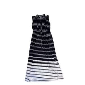 Robert Louis Dress Womens Navy White Striped Pattern Sleeveless PS Maxi